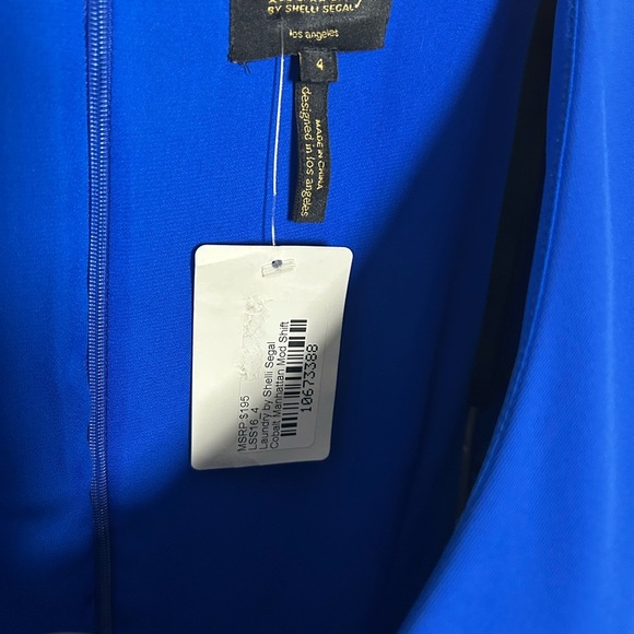 Laundry By Shelli Segal Blue Ruched Sheath Dress with Dolman Sleeves - Picture 3 of 5